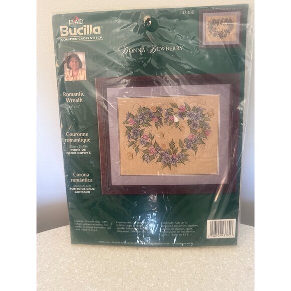Bucilla Romantic Wreath Counted Cross-Stitch Kit By Donna Dewberry 13" x 10" Com - Picture 1 of 3